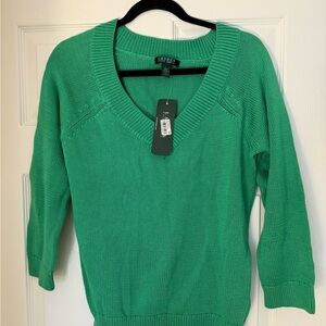 Ralph Lauren Teal V-Neck Women's Sweater